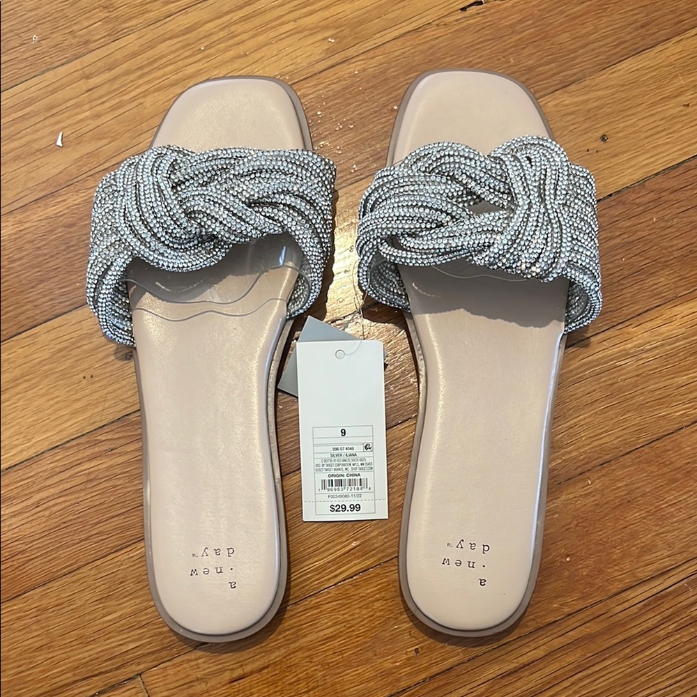 A New Day Women's Beaded Slide Sandals - Cream